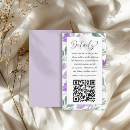 Cartão De Informações Detalhes de Casamento do Código QR Roxo Moderno