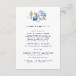 Cartão De Informações Detalhes de Casamento do Marinho Hydrangea Floral 