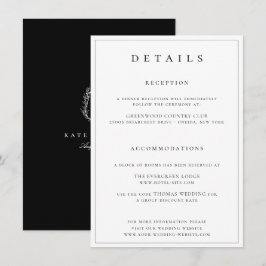 Cartão De Informações Detalhes de Casamento do Monograma do Paixão Botân