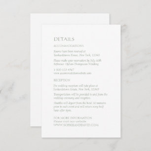 Cartão De Informações Detalhes de Casamento do Nó de Amor com Swan Irlan