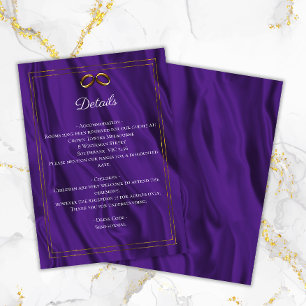 Cartão De Informações Detalhes de Casamento do Shimmer e Anéis Dourados