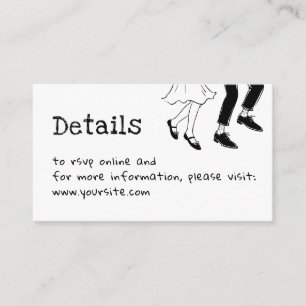 Cartão De Informações Detalhes de Casamento Doodle + Código QR Preto e