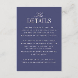Cartão De Informações Detalhes de Casamento Elegância Clássica Roxa