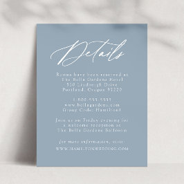 Cartão De Informações Detalhes de Casamento Elegante Caligrafia Azul Poe