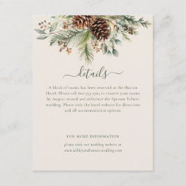 Cartão De Informações Detalhes de Casamento Elegante de Vegetação de Pin