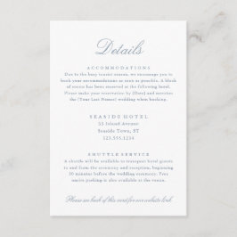 Cartão De Informações Detalhes de Casamento Elegante em Azul Poeirento C