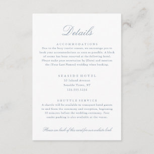 Cartão De Informações Detalhes de Casamento Elegante em Azul Poeirento C