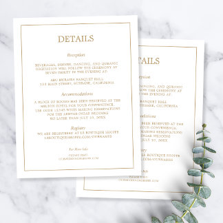 Cartão De Informações Detalhes de Casamento Elegante Minimalista Borda D