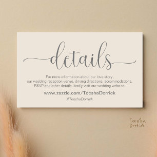 Cartão De Informações Detalhes de Casamento Elegante Moderno e Site 
