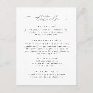 Cartão De Informações Detalhes de Casamento Elegante Moderno Preto e Bra