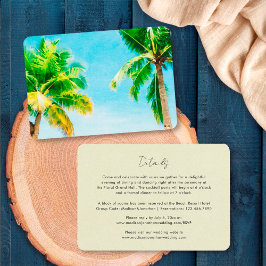 Cartão De Informações Detalhes de Casamento Elegante na Praia com Palmei