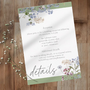 Cartão De Informações Detalhes de Casamento Elegante no Jardim de Flores
