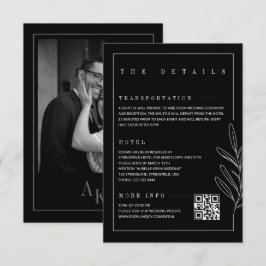 Cartão De Informações Detalhes de Casamento Elegante Preto Rústico de Li