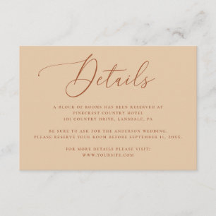Cartão De Informações Detalhes de Casamento Elegantes Acomodação Peach