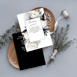 Cartão De Informações Detalhes de casamento elegantes boho preto e branc
