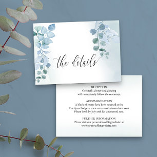 Cartão De Informações Detalhes de Casamento Elegantes com Eucalipto Polv