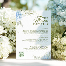 Cartão De Informações Detalhes de Casamento Elegantes com Hortênsias