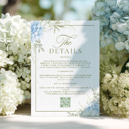 Cartão De Informações Detalhes de Casamento Elegantes com Hortênsias