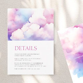 Cartão De Informações Detalhes de Casamento Elegantes com Nuvens em Aqua