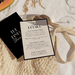 Cartão De Informações Detalhes de casamento elegantes e cremosos em pret
