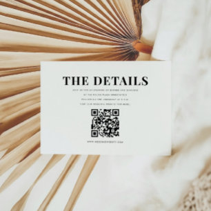 Cartão De Informações Detalhes de Casamento Elegantes e Modernos com Cód