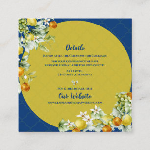 Cartão De Informações Detalhes de Casamento Elegantes em Azul Floral Dou