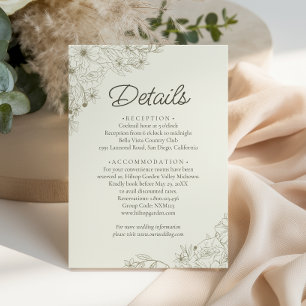 Cartão De Informações Detalhes de Casamento Elegantes em Bege com Script