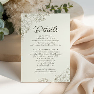 Cartão De Informações Detalhes de Casamento Elegantes em Bege com Script