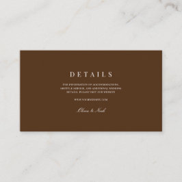 Cartão De Informações Detalhes de casamento elegantes em branco e marrom