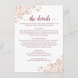 Cartão De Informações Detalhes de casamento elegantes em burgundy e dour