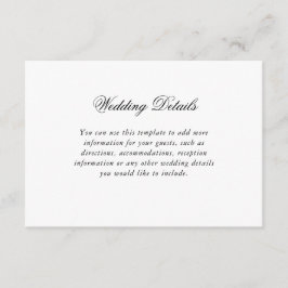 Cartão De Informações Detalhes de casamento elegantes em preto e branco 