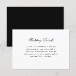 Cartão De Informações Detalhes de casamento elegantes em preto e branco