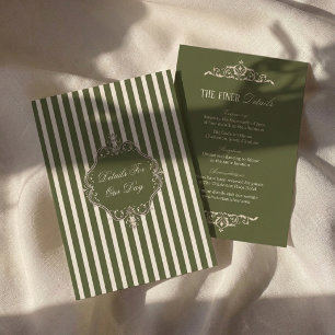 Cartão De Informações Detalhes de Casamento Elegantes em Verde Oliva Ant