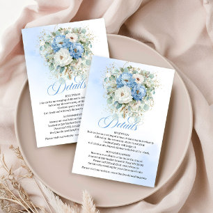 Cartão De Informações Detalhes de Casamento Elegantes Peônias Brancas Az