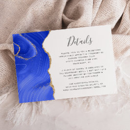 Cartão De Informações Detalhes de Casamento em Ágata Azul Real Dourado A