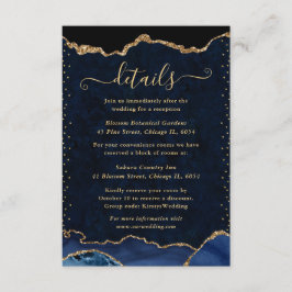 Cartão De Informações Detalhes de Casamento em Ágata Brilhante Azul e Do