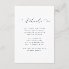 Cartão De Informações Detalhes de Casamento em Azul Poenta e Branco