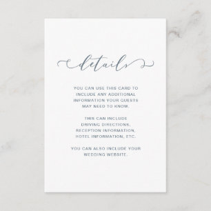 Cartão De Informações Detalhes de Casamento em Azul Poenta e Branco