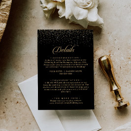 Cartão De Informações Detalhes de Casamento em Caligrafia Confete Dourad