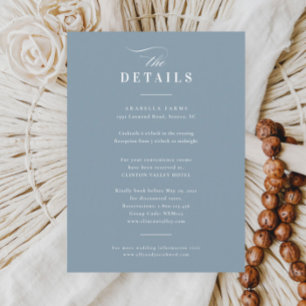 Cartão De Informações Detalhes de Casamento em Caligrafia Elegante Azul