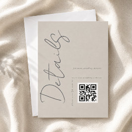 Cartão De Informações Detalhes de casamento em código QR moderno cinza T