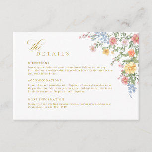 Cartão De Informações Detalhes de Casamento em Dourado Ornate com Pastel