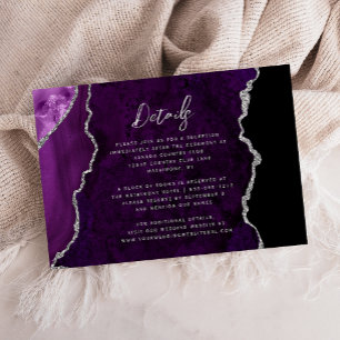 Cartão De Informações Detalhes de Casamento em Grafite Prata Rouxo