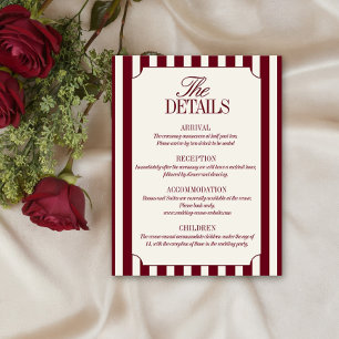 Cartão De Informações Detalhes de Casamento em Listra Préppy Creme Borgo