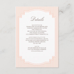 Cartão De Informações Detalhes de Casamento em Listras de Pastel Clássic