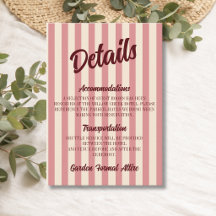 Detalhes de Casamento em Listras Rosa Burgundy Ret