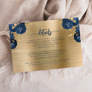 Cartão De Informações Detalhes de Casamento em Metal Escovado com Flores
