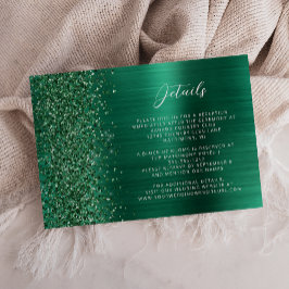 Cartão De Informações Detalhes de Casamento em Metal Esmeralda Verde Bri