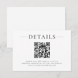 Cartão De Informações Detalhes de Casamento em QR Code Minimalista Preto