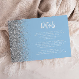 Cartão De Informações Detalhes de Casamento em Script Baby Blue com Bril